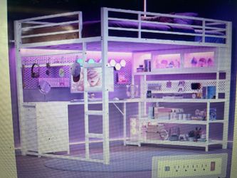 Loft Bed Full size with gaming desk, charging ports and more