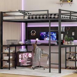 Full Size XL Bunk Bed With Desks