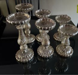 Mercury glass candle pillars (6)