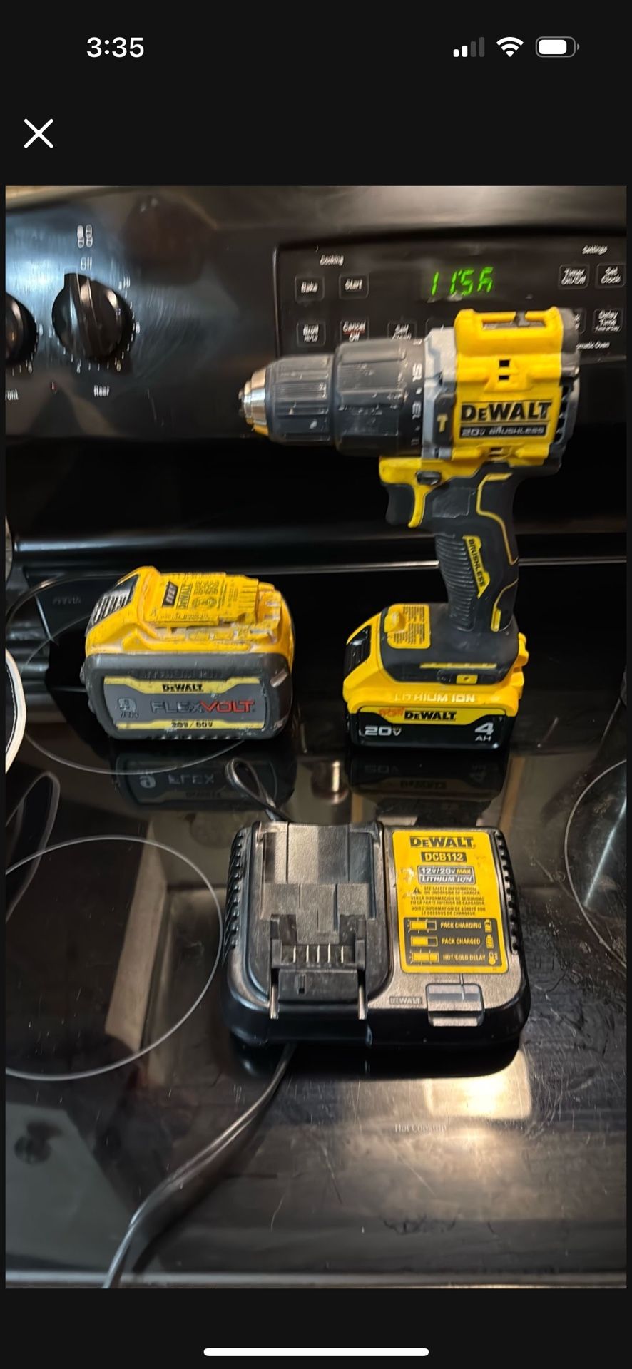 Dewalt drill two batteries and charger