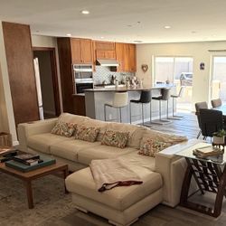 Mid Century Modern Leather Couch 4 Seats
