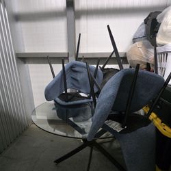 Glass Round Dinning Set For 4 