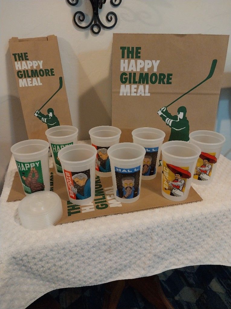 Subways Happy Gilmore 2 Limited Edition Cups W/Lids And Bags 2 Sets.