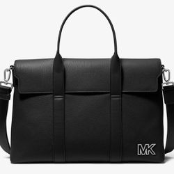 Michael Kors COOPER Soft Briefcase Messenger Commuter Bag Leather Black