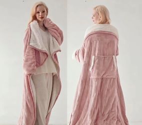 Cosybay Oversized Wearable Blanket Robe Pink Sherpa