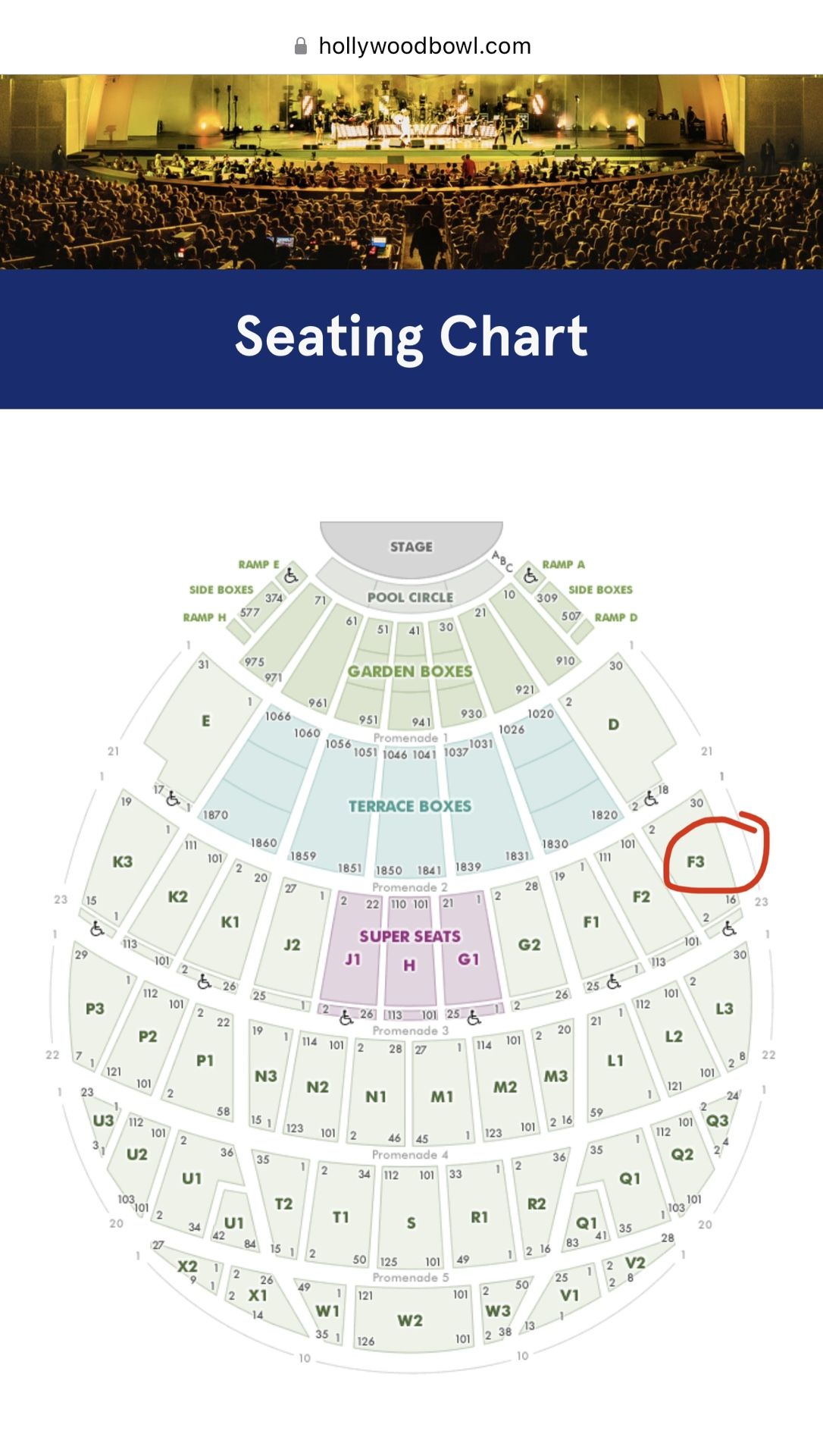 Hollywood Bowl Seating Chart Detailed Matttroy