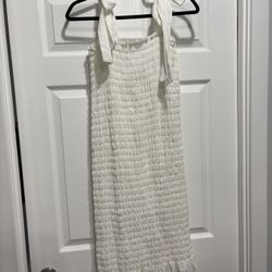 “Nothing Fits But” White Muslim Bow Dress
