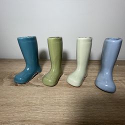 4 Adorable Ceramic Mini Boots Succulent Planters/ Home decor Ornaments