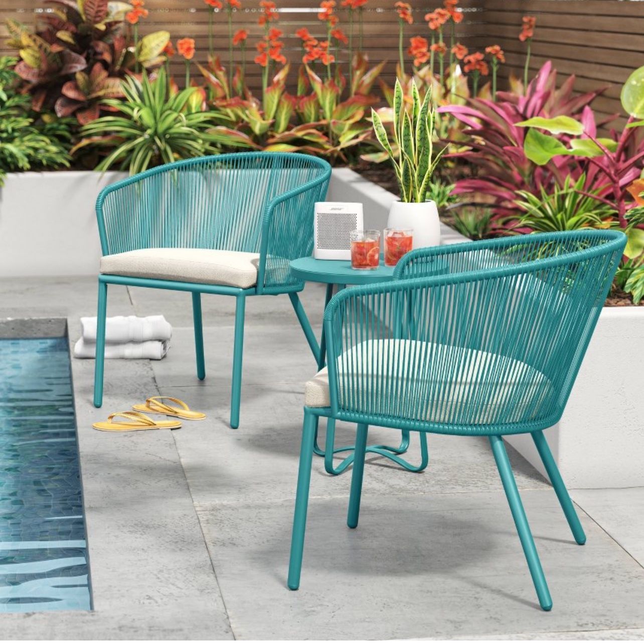 Fisher 3pc Deep Seating Patio Chat Set Blue Green Project 62