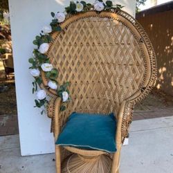 Beautiful Boho Rattan Peacock Party Chair For your Birthday or Baby Shower 