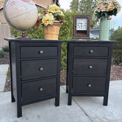 Black Solid Wood 6 Drawer Hemnes Dresser Chest of Drawers Nightstand Set Great Condition Originally $475