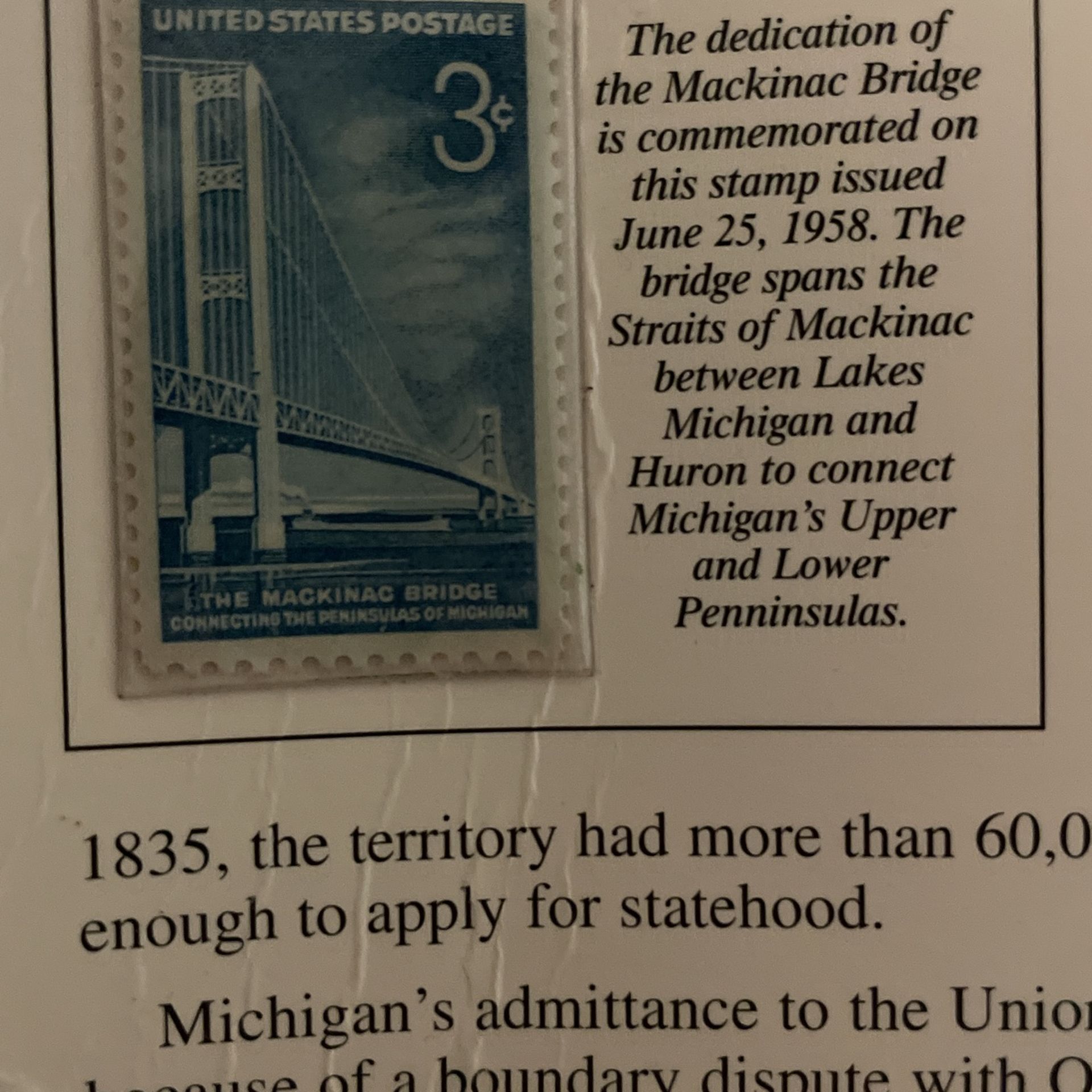 1958 Mackinac Bridge commemorative stamp