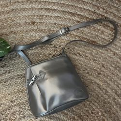 silver longchamp bag