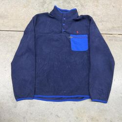 vintage polo ralph lauren snap tee fleece synchilla jacket size large
