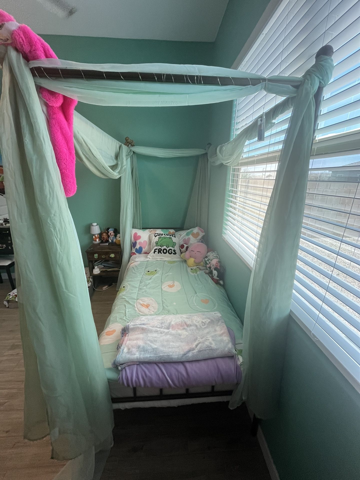 Twin Canopy Bed with Mattress $50 OBO