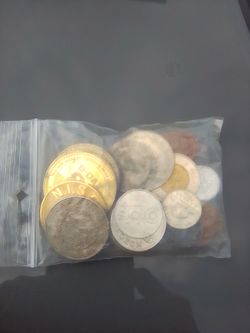 Foreign coins and various tokens