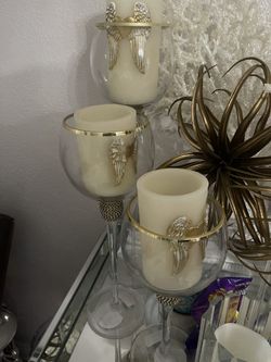 Three Glass Candle Holders