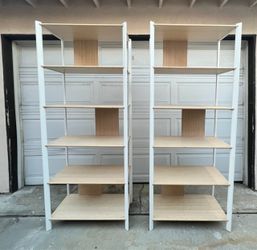 IKEA JÄTTESTA Storage Combination - White/Light Bamboo shelf