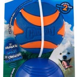 CHUCKIT! Cl Sonic MD 2PK Squeaker Rubber Dog Interactive Blue Pet Toy