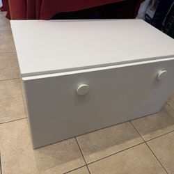 IKEA White Wood Bench with Storage Drawer