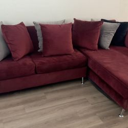 Burgundy sectional couch 