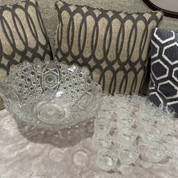 Vintage Glass Clear Punch Bowl