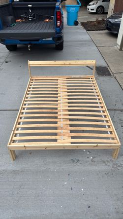 IKEA Neiden  Full Wood Platform Bed Frame with Luroy Slats