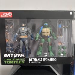 Batman Vs. TMNT BATMAN & LEONARDO Gamestop Exclusive Action Figure 2 pack