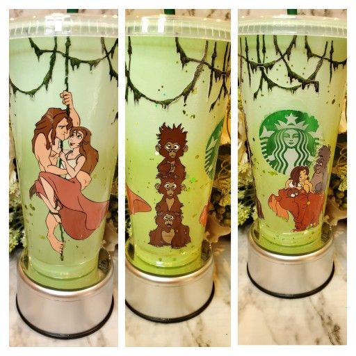 Tarzan Inspired Starbucks Reusable Cup | Glitter | Terk | Tantor