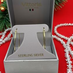Vittoria 40MM Sterling Silver Gold-tone Hoops New Crafted In Italy