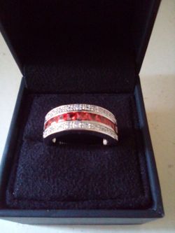 Silver Diamond Red luxury Ring Jewelry