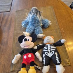 Three vintage plush toys