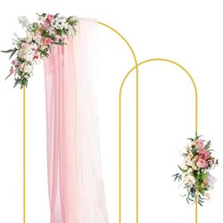 Wedding Arch Backdrop Stand 7.2FT, 6FT Gold Metal Arch Stand Set of 2 for Birthday Party Wedding Ceremony Baby Shower Graduation Decoration 