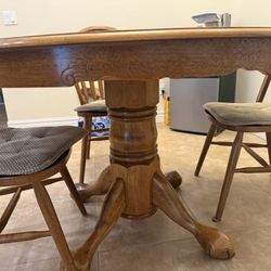 Dinner Table Round 3 Chairs And Leaf