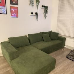 Green  Sectional Couch Sofa