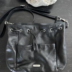 Coach pebbled leather drawstring hobo bucket bag