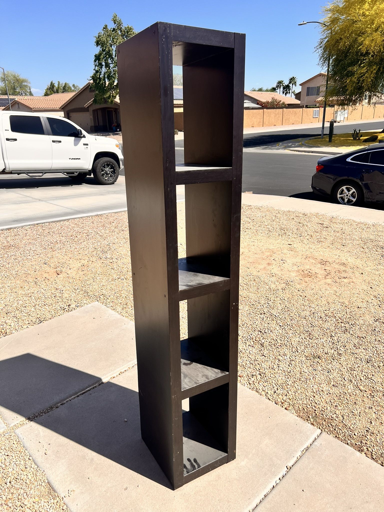 Black Wood Four Shelf Storage Cubby (LxWxH: 14” x 15” x 75”)