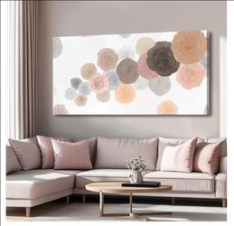 Pink and Grey Painting on White Background Large Abstact Living Room Artwork Canvas Textured Wall Art for Bedroom Office 29"x 58" Hallway Decor