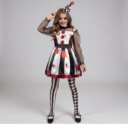 Girls Bloody Clown Halloween Costume size 12-14