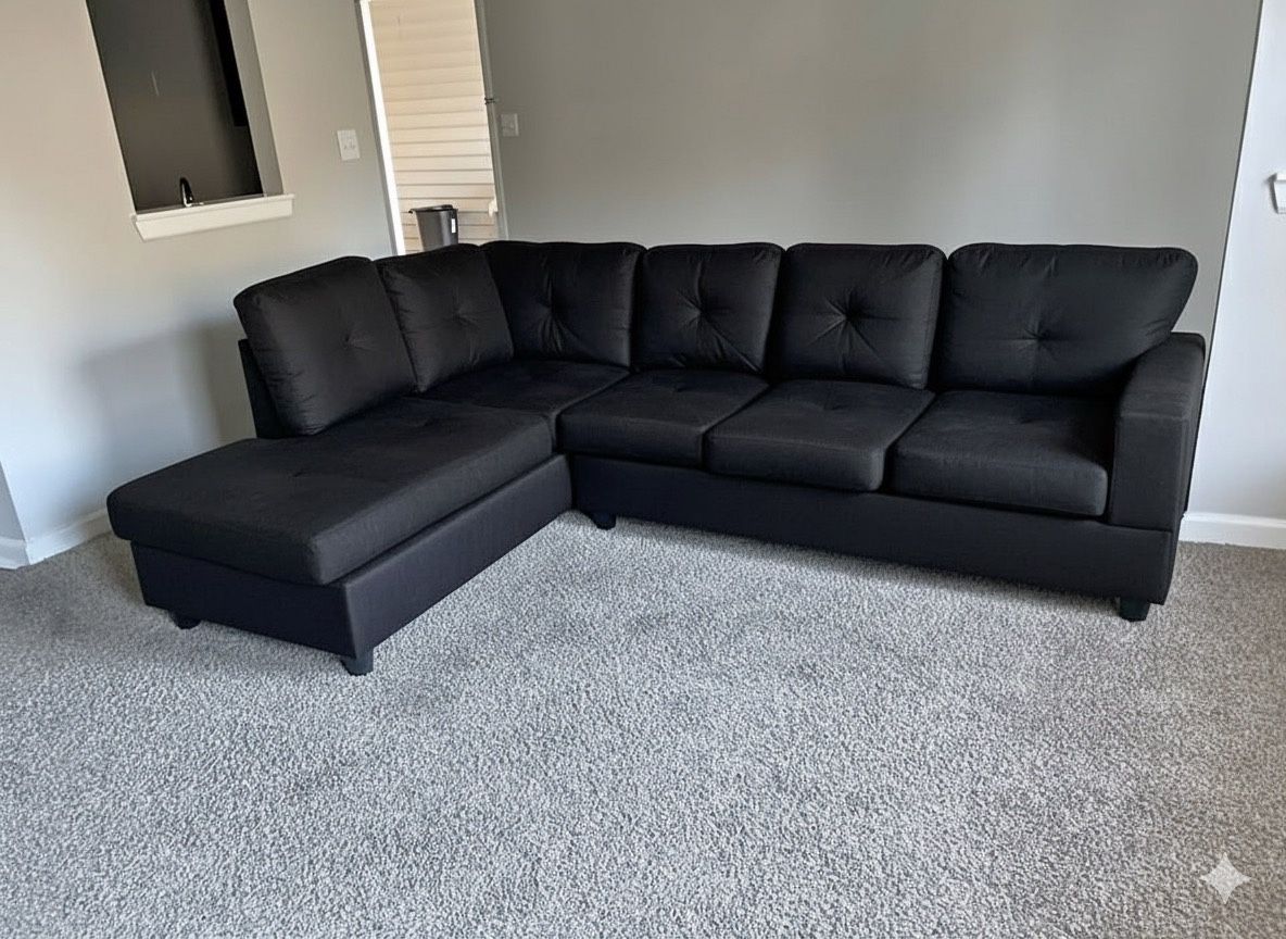 😍Black Friday!🍁 Brand New Black Fabric L Shape Section Sofa | Pay After Delivery 🚚 