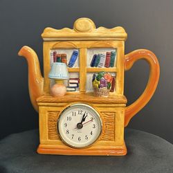 Vintage Ceramic “Hutch” Teapot Style Clock Cookie Jar
