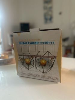 2 Pack Geometric Metal Candle Holders