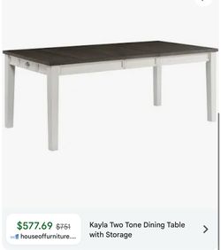 Kayla Two Tone Dining Table with Two Drawers
