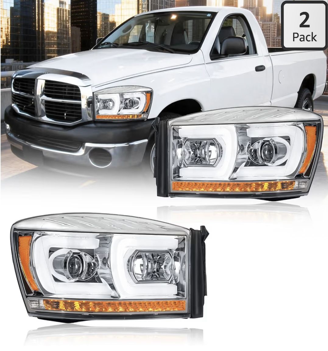 Faros delanteros LED DRL, kit de montaje de faros compatibles con Dodge Ram 1500/2006-2009 Ram 2(contact info removed) 2006-2009