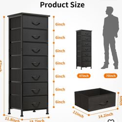 7 Fabric Drawers Tall Dresser Storage Organizer Bedroom Nightstand Closet Entryw