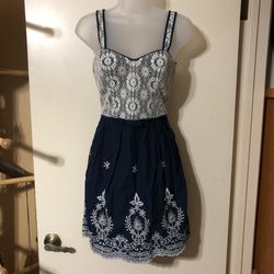 Juniors Blue Crochet Cotton Sundress 