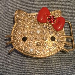 Gold & Jeweled Hello Kitty Belt Buckle 