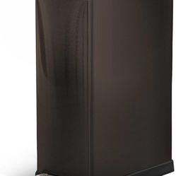 12 Gallon Slim Kitchen Trash Can with Soft Close Lid, Step Pedal, Bag Tuck Band, and Removable Liner, Stainless Steel, Black 45l