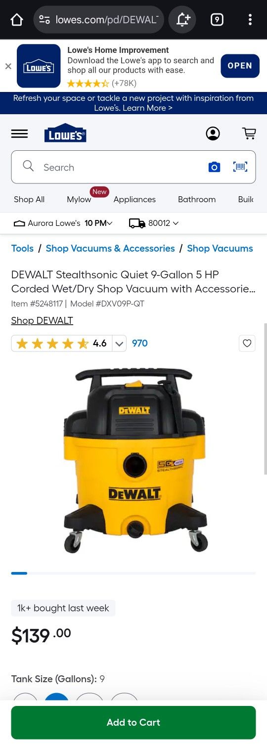 50% Off New Price!! DeWalt Shop Vac Bought 2 Months Ago 5.5 Horsepower Super Quiet Technology 3 Year Protection Plan Included See Pictures