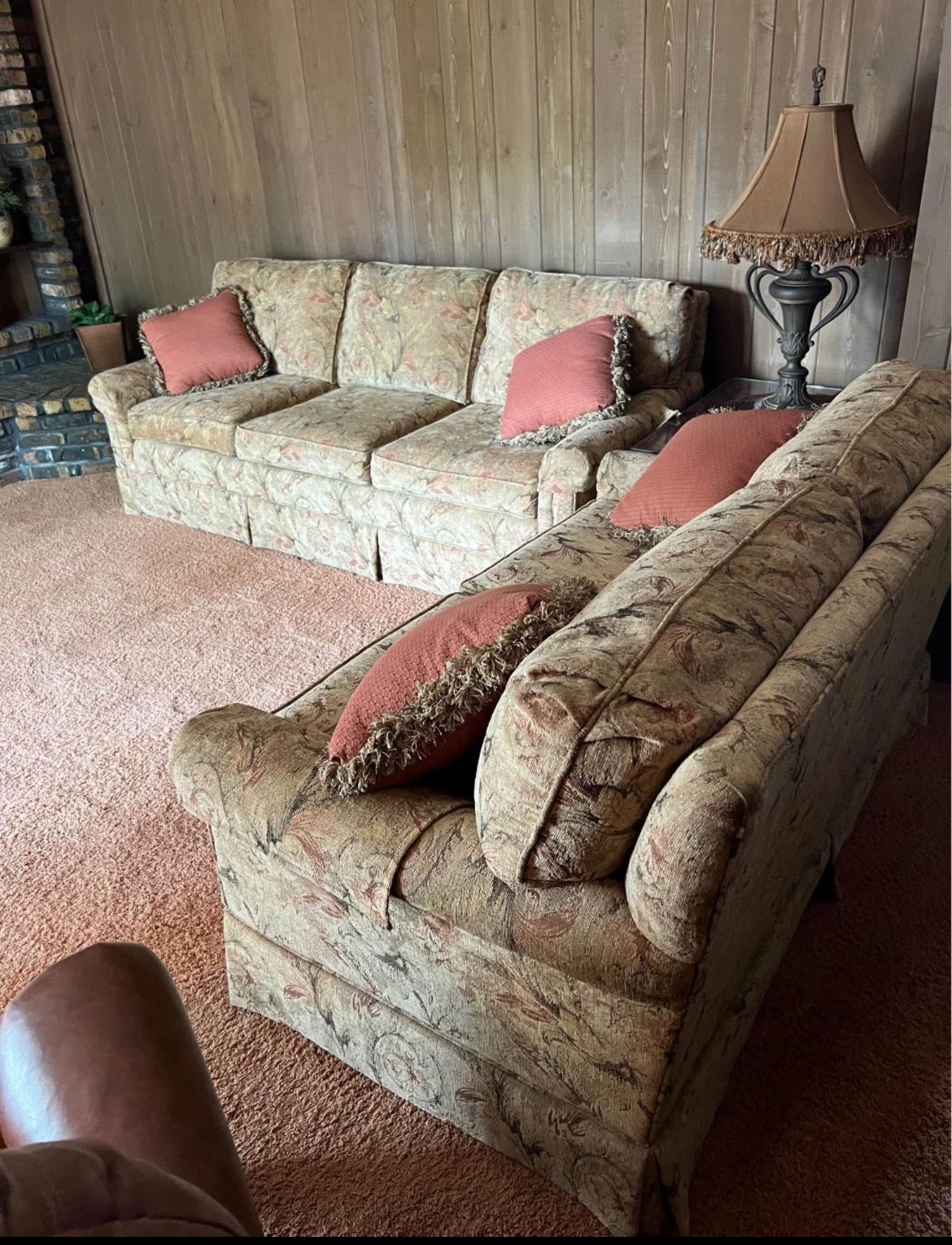 Walter E Smithe set of two Couch & loveseat tan gold traditional style